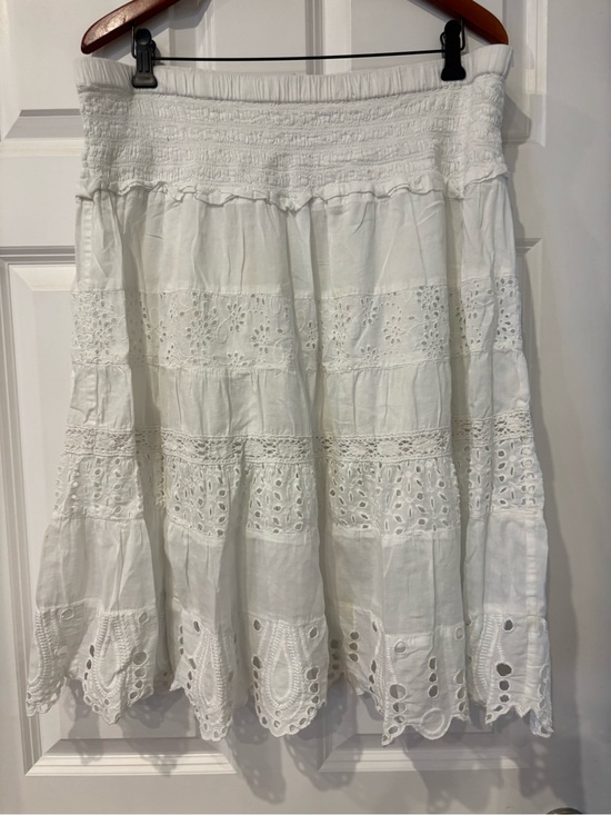 Michael Kors Dresses & Skirts - Michael Kors White Eyelet Tiered Midi Skirt